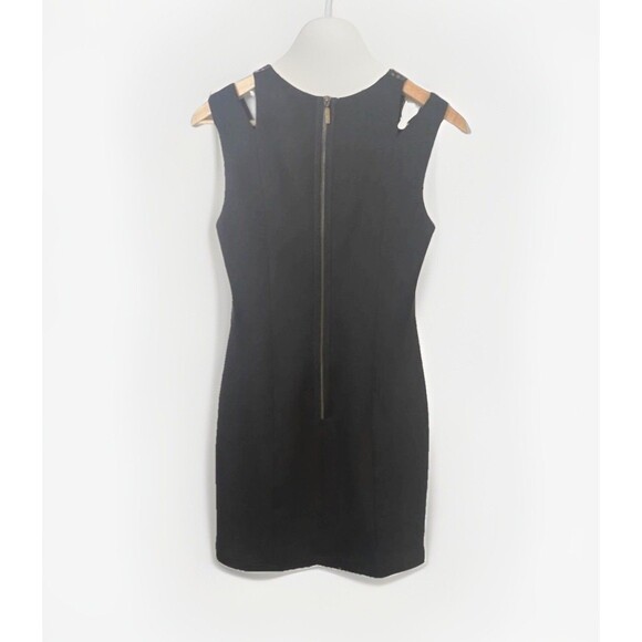 Y2K VINTAGE Bodycon Tank Dress Black Gold Metallic Sleek Womens 4 Cyberpunk Goth - Picture 5 of 8